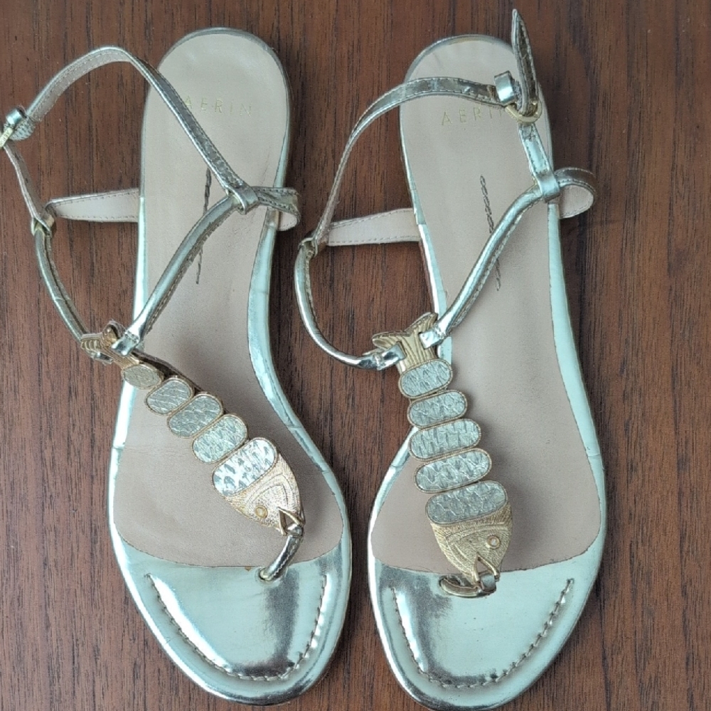 Aerin Leah Gold Strappy Sandals Sz 7.5
